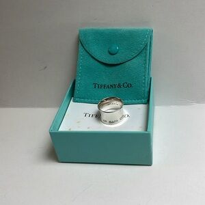 Tiffany & Co. Sterling Silver 1837 Wide Band Ring Size 6. With box and pouch